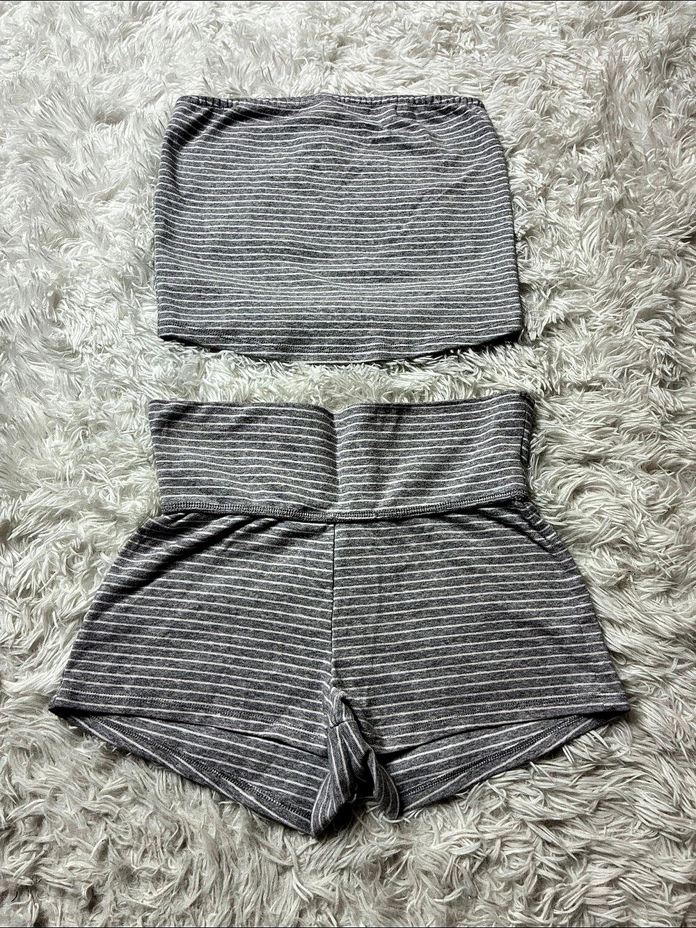 SHEIN Striped Two-Piece Set in Gray & White Size Medium